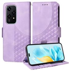 Custodia per telefono in pelle stellata con rombo in rilievo globale per Honor 200 Lite 5G (viola)