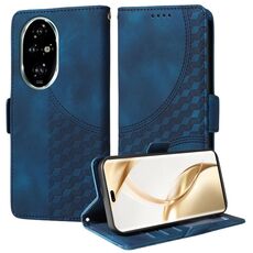 Custodia per telefono in pelle stellata con rombo goffrato per Honor 200 Pro (blu)