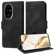 Custodia per telefono in pelle stellata con rombo goffrato per Honor 200 Pro (nera)