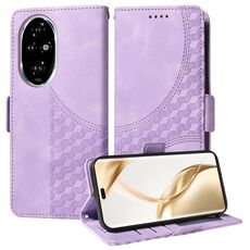 Custodia per telefono in pelle stellata con rombo goffrato per Honor 200 Pro (viola)