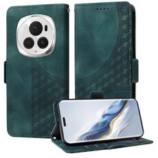 Custodia per telefono in pelle stellata con rombo goffrato per Honor Magic6 Pro (verde)