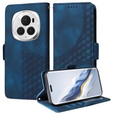 Custodia per telefono in pelle stellata con rombo goffrato per Honor Magic6 Pro (blu)