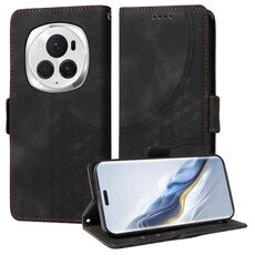 Custodia per telefono in pelle stellata con rombo goffrato per Honor Magic6 Pro (nera)