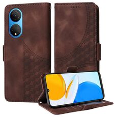 Custodia per telefono in pelle stellata con rombo goffrato per Honor X7 4G / Play 30 Plus (marrone)