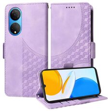 Per Honor X7 4G / Play 30 Plus Custodia in pelle con motivo a rombi in rilievo e stelle (viola)