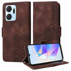 Custodia per telefono in pelle stellata con rombo goffrato per Honor X7a 4G / Play7T (marrone)