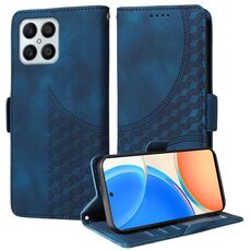 Custodia per telefono in pelle stellata con rombo goffrato per Honor X8 4G / X30i (blu)