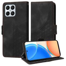 Custodia per telefono in pelle stellata con rombo goffrato per Honor X8 4G / X30i (nera)