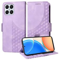 Custodia per telefono in pelle stellata con rombo goffrato per Honor X8 4G / X30i (viola)