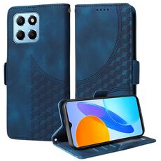 Custodia per telefono in pelle stellata con rombo goffrato per Honor X8 5G / X8a 5G (blu)