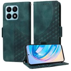 Custodia per telefono in pelle stellata con rombo goffrato per Honor X8a 4G (verde)