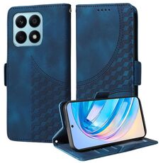Custodia per telefono in pelle stellata con rombo goffrato per Honor X8a 4G (blu)