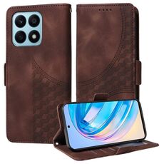 Custodia per telefono in pelle stellata con rombo goffrato per Honor X8a 4G (marrone)