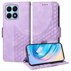Custodia per telefono in pelle stellata con rombo goffrato per Honor X8a 4G (viola)