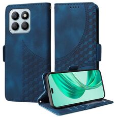 Custodia per telefono in pelle stellata con rombo goffrato per Honor X8b (blu)