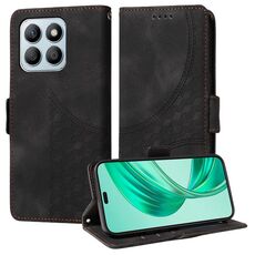 Custodia per telefono in pelle stellata con rombo goffrato per Honor X8b (nera)