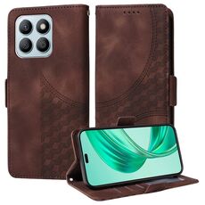 Custodia per telefono in pelle stellata con rombo goffrato per Honor X8b (marrone)