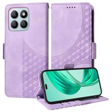 Custodia per telefono in pelle stellata con rombi in rilievo per Honor X8b (viola)