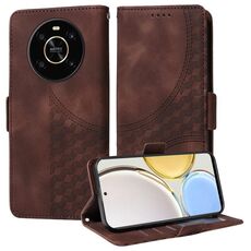 Custodia per telefono in pelle stellata con rombo goffrato per Honor X9 5G / 4G (marrone)
