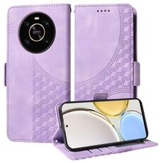 Custodia per telefono in pelle stellata con rombo goffrato per Honor X9 5G / 4G (viola)