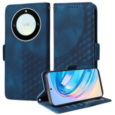 Custodia per telefono in pelle stellata con rombo goffrato per Honor X9A 5G / X40 5G (blu)