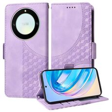 Custodia per telefono in pelle stellata con rombo goffrato per Honor X9A 5G / X40 5G (viola)