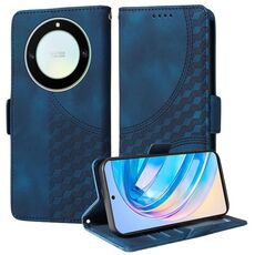 Custodia per telefono in pelle stellata con rombo goffrato per Honor Magic5 Lite (blu)