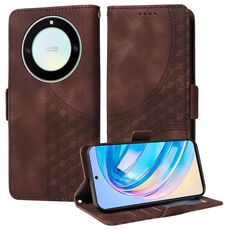 Custodia per telefono in pelle stellata con rombo goffrato per Honor Magic5 Lite (marrone)