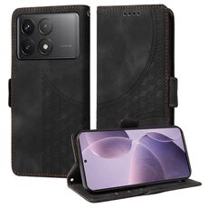 Per Redmi K70 / K70 Pro Custodia per telefono in pelle con motivo a rombi e stelle in rilievo (nero)