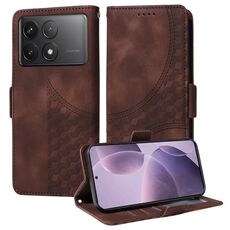 Custodia per telefono in pelle stellata con rombo goffrato per Redmi K70 / K70 Pro (marrone)