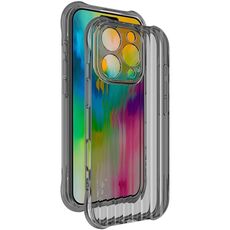 Per iPhone 16 Pro Custodia per cellulare in TPU con struttura ondulata IMAK (nero trasparente)