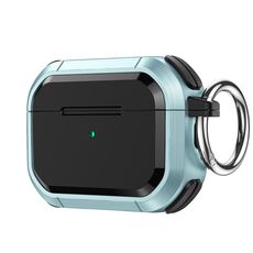 Custodia protettiva per AirPods 3 Armor TPU + PC Earbuds Box con fibbia in metallo (ciano)