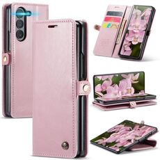 Custodia per telefono in pelle Flip con texture Crazy Horse per Samsung Galaxy Z Fold6 5G CaseMe 003 (rosa)