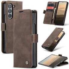 Per Samsung Galaxy Z Fold6 5G CaseMe 013 Custodia per telefono in pelle con vibrazione orizzontale multifunzionale (caffè)