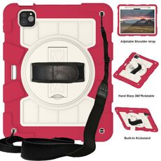 Per iPad Air 11 2024 Custodia tablet antiurto per PC ibrido in silicone con tracolla (Feifan Magenta)