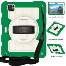 Per iPad Air 11 2024 Custodia tablet antiurto per PC ibrido in silicone con tracolla (verde classico)