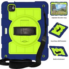 Per iPad Air 11 2024 Custodia tablet antiurto per PC ibrido in silicone con tracolla (turchese tibetano)