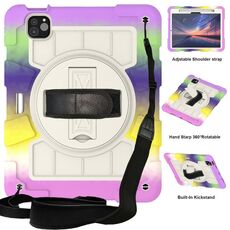 Per iPad Air 11 2024 Custodia tablet antiurto per PC ibrido in silicone con tracolla (colorato viola)
