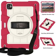 Per iPad Pro 11 2024 Custodia tablet antiurto per PC ibrido in silicone con tracolla (Feifan Magenta)