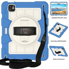 Per iPad Pro 11 2024 Custodia tablet antiurto per PC ibrido in silicone con tracolla (blu azzurro)