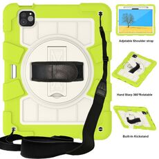 Per iPad Pro 11 2024 Custodia antiurto per tablet in silicone ibrido per PC con tracolla (Love Birds Green)