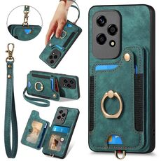 Custodia per telefono con portafoglio multi-card RFID For Honor 200 Lite Global Retro Skin-feel Ring (verde)