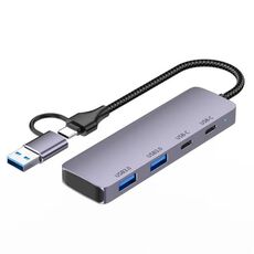 T-32C 2 in 1 Cavo USB 3.0 + Tipo-C Hub a 4 porte Stazione di docking in lega di alluminio
