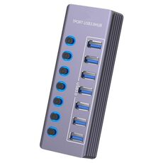 Splitter a 7 porte in lega di alluminio U307 Hub USB 3.0 ad alta velocità da 5 Gbps con interruttore indipendente
