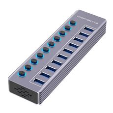 Stazione di ricarica USB HUB di estensione USB 3.0 U310 10 in 1 con interruttore individuale