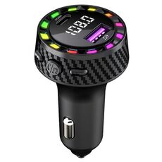 C55 con luce respiratoria Trasmettitore FM Bluetooth Caricabatterie rapido per auto USB+Type-C