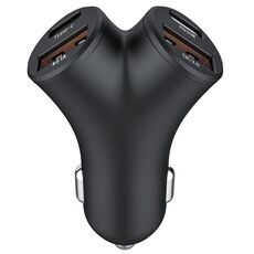 A2 2 USB + 2 Type-C Adattatore di alimentazione per ricarica rapida del telefono Caricatore per auto a forma di Y da 78 W (nero)