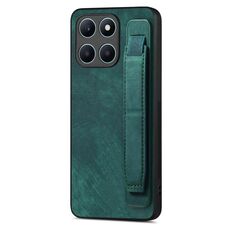 Custodia per telefono posteriore in pelle con supporto per cinturino retrò per Honor X6a (verde)