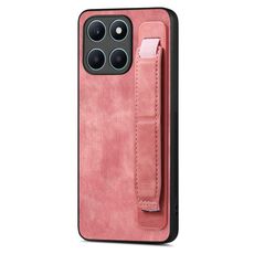 Custodia per telefono posteriore in pelle con supporto per cinturino retrò per Honor X6a (rosa)