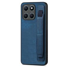 Custodia per telefono posteriore in pelle con supporto per cinturino retrò per Honor X6a (blu)